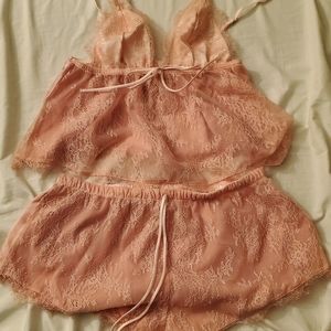 Satin and lace short and top set